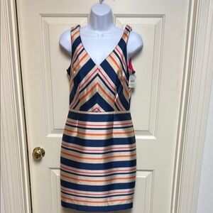 Trina Turk Striped V-Neck Sleeveless Dress